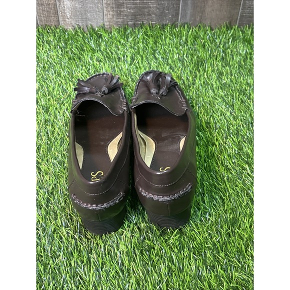 Chaps Patsy Women's Brown Leather Tassel Loafers Size 9B Perfect Condition - Picture 5 of 7
